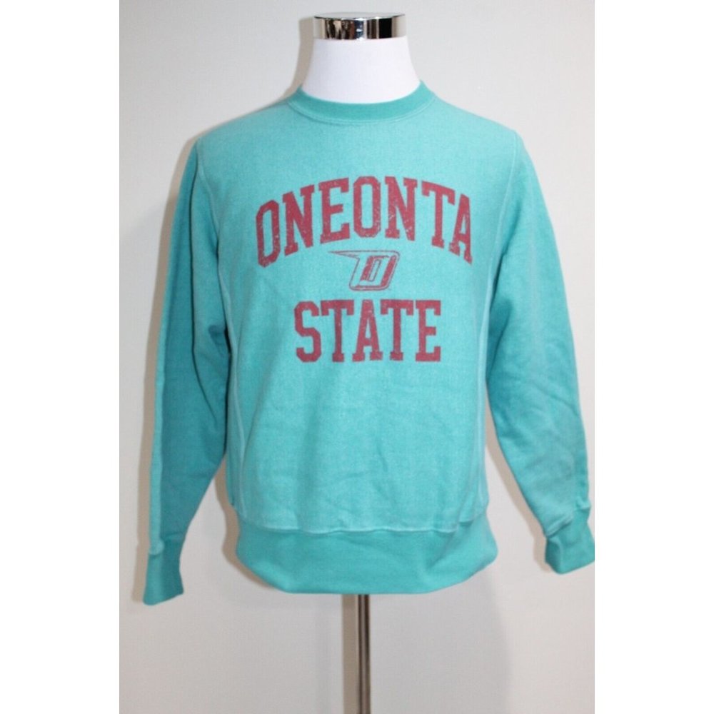 Champion Teal Crewneck Sweatshirt with Maroon Oneonta State Print
